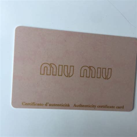 miu miu authenticity certificate